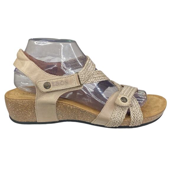 Taos Women’s Trulie Tan Leather Strappy Wedge Sandal Size US 9/9.5 - Picture 1 of 11